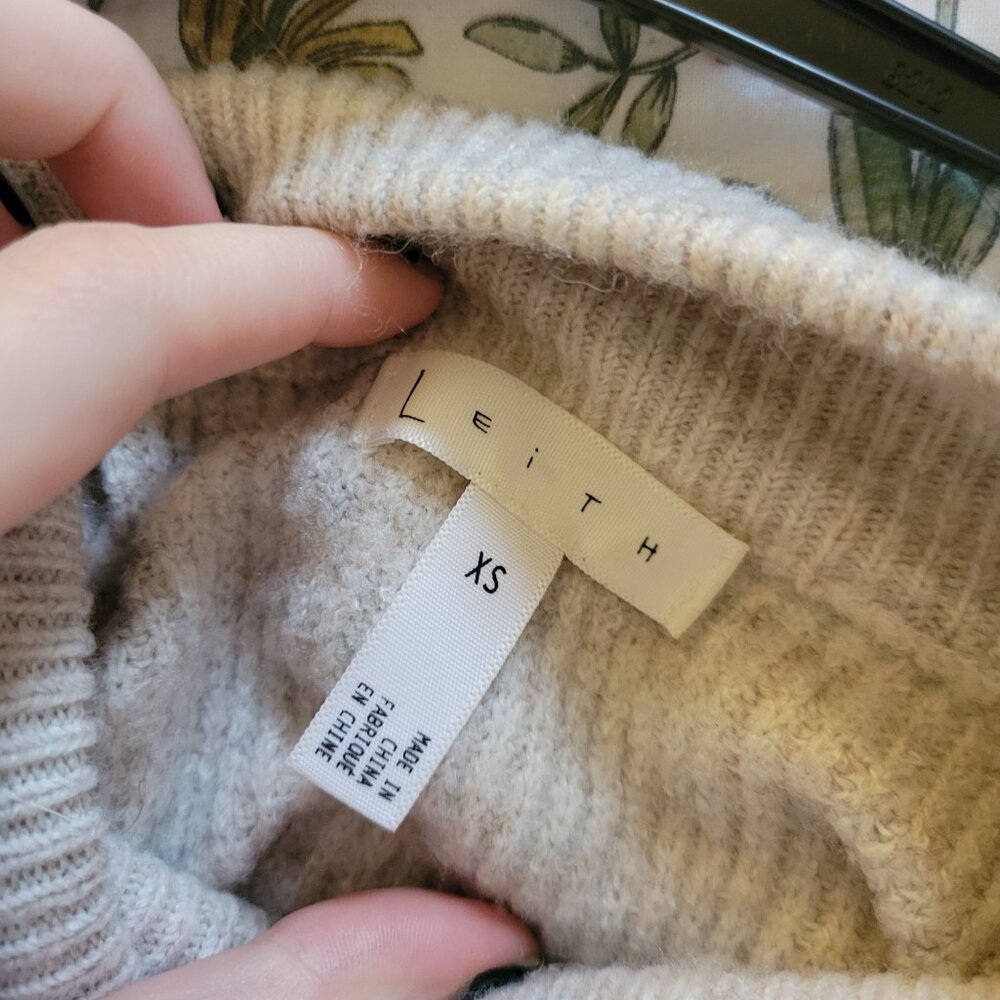 Leith Mock Neck Sweater XS Cream - Picture 2 of 5